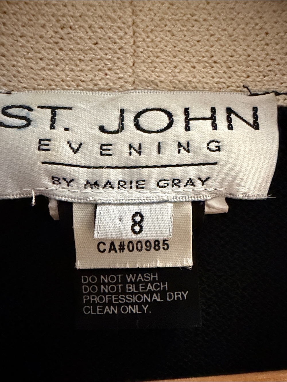 St. John Evening by Marie Gray Black & Ivory Wool Cardigan Jeweled Buttons 8 - Picture 6 of 8